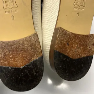 Brooks Brothers Beige Navy Twill and Leather Classic Slip-On Loafers- Size 8 thumbnail 9