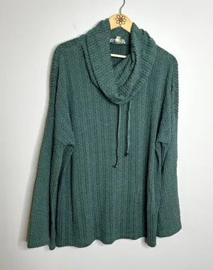 Suzanne Betro Green Textured Cowl Sweater thumbnail 4