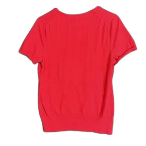 Lands End Womens Size Small Red Supima Cotton Blend Short Sleeve Sweater Top thumbnail 3