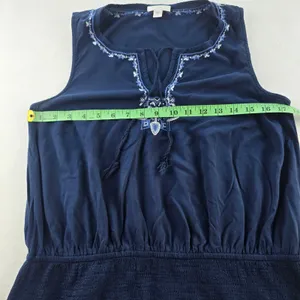 J.Jill Embroidered Dress‎ Sleeveless Navy Blue Casual Women's Small thumbnail 8