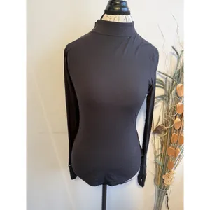 Lululemon Rulu Mock‎ Neck Long Sleeve Black Thumbholes Running Top Size 8 thumbnail 3
