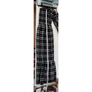 Lucky Brand Black Plaid Smocked Midi Dress‎ Grunge Cottagecore Long Sleeve NWT thumbnail 11