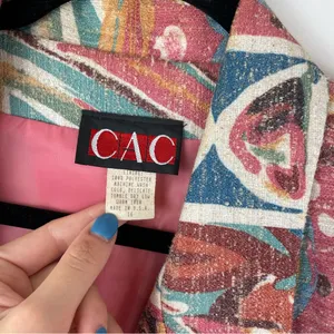 Vintage 80s 90s Pastel Retro Funky Blazer Jacket Sz 16 Boho Aztec Western thumbnail 8