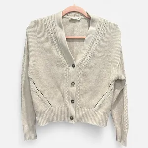 Marine Layer Robin Crop Cardigan In Oatmeal XS thumbnail 8