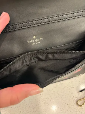 Kate Spade KF441 Madison Floral Waltz Flap Convertible Crossbody Black EUC thumbnail 9