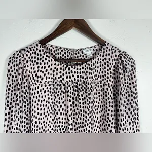 J. Crew Women's Peasant Blouse‎ in Light Pink with Dalmatian Dots Size Small thumbnail 7