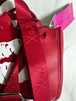 Betsey Johnson Red Crossbody Bag with White Lip Print thumbnail 2