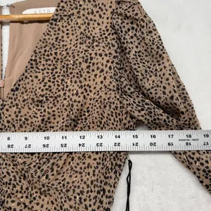 ASTR The Label Dottie Midi Dress Animal Print Ruched Long Sleeve XS‎ thumbnail 2