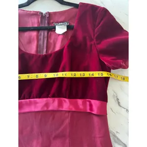 Vintage Niki Livas Burgundy Velvet Maxi Dress 90s Y2K Romantic Goth Formal thumbnail 5