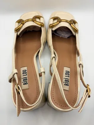Anthropologie Bibi Lou EU 37 US 6.5 Cream Croc Slingback Loafers Horsebit thumbnail 4