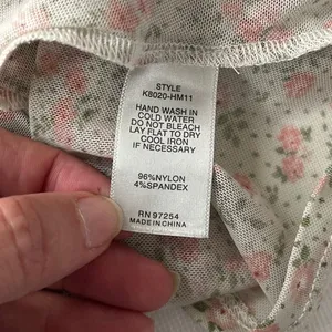 Coquette Y2K Mini Floral Mesh Top Sz M Deep V Ruch Festival Crop Cottage Fairy thumbnail 10