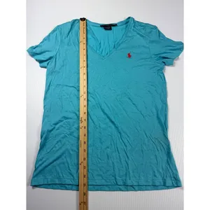Ralph Lauren Sport V-Neck Pima‎ Cotton Tee Shirt Red Logo Large thumbnail 4