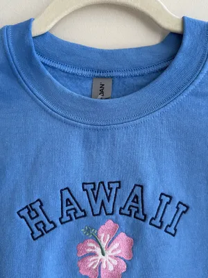 Hawaii Live Aloha Gildan Hibiscus Embroidered Sweatshirt, Blue, Size Medium thumbnail 9