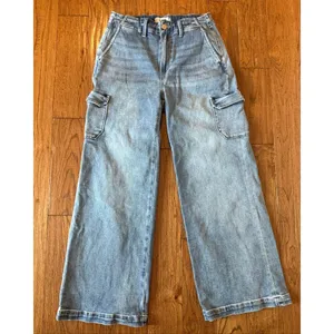 Paige Carly Cargo jeans wide leg high rise size 27 thumbnail 3