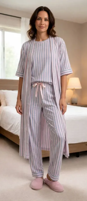 Women's Victoria's Secret Striped Pajama Pants L Pink Blue thumbnail 1