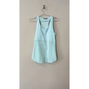 Athleta Blue Shelf Bra Tank Top Side Zipper Pocket Women's Medium 2684 thumbnail 2