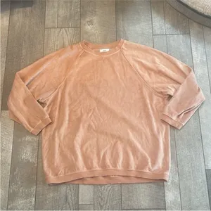 Aerie Loungewear Orange Velour Oversized Fit Crewneck Sweatshirt Size Small thumbnail 6