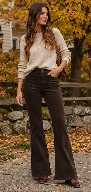 Lands’ End High Rise Corduroy Flare Pants Coffee Brown Size 10 Sold Out Color thumbnail 1