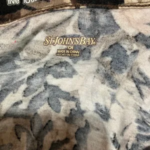 St. John's Bay Floral Cottagecore Top Small Brown‎ Scoop Neck Cotton Earthy Neutral Classic L/S thumbnail 13