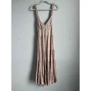 Dress Forum Los Angeles Neutral Pink Floral Tiered Boho Maxi Dress Large Cottage thumbnail 11