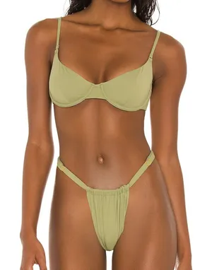 WeWoreWhat Bikini Swimsuit underwire brazilian cheeky womens Green (small) beach thumbnail 1