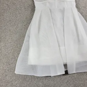 Blithe LA Nylon Mesh Dress Womens S White Sheer Lined V Neck Banded Prom New thumbnail 11