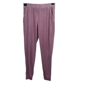 Juicy Couture Velour Dusty Rose Mauve Juicy Rhinestone Spell out Jogger Pants S thumbnail 3