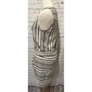 Anthropologie Drew Gray Stripe Tie Front Linen/rayon Dress Size S thumbnail 3