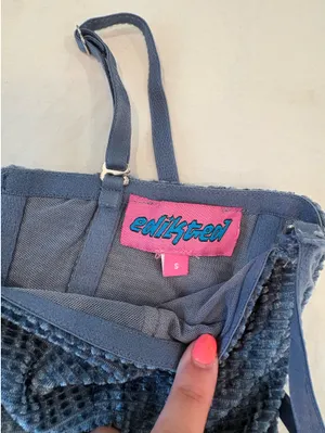 Edikted Corset Top Blue Lace-Up thumbnail 3