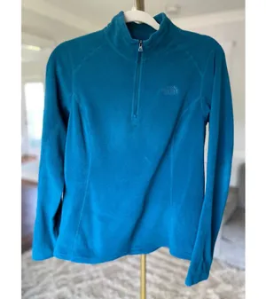 North Face Fleece Pullover Granola Teal Hiking Outdoor Alpine Cozy Autumn Winter thumbnail 2