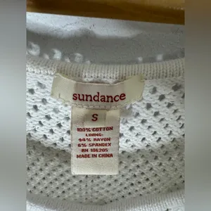 Sundance Crochet Dress‎ Size Small White Mini Sleeveless Cotton Slip Lining thumbnail 3