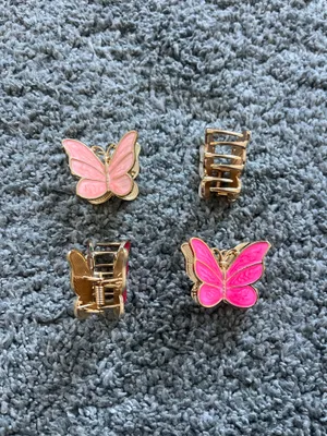 4 butterfly clips Pink thumbnail 2