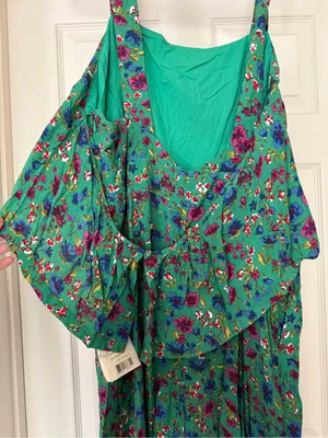 Sezane new with tags Penelope Green Floral Jumpsuit Size US 12 thumbnail 5