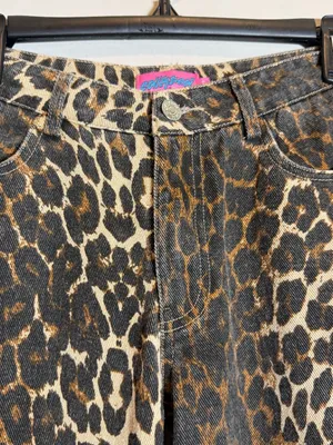 Edikted Leopard Printed Low Rise Baggy Jeans Women's XS Festival Fun Bold Trendy thumbnail 9
