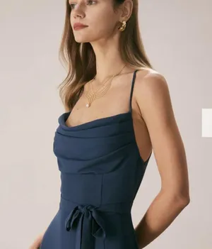 RIHOAS Previous Next The Navy Cowl Neck Cutout Back Maxi Dress 22 thumbnail 4