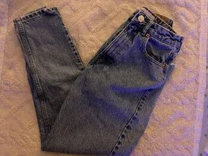 ZARA Mom Jeans High-Waisted Light Wash thumbnail 1