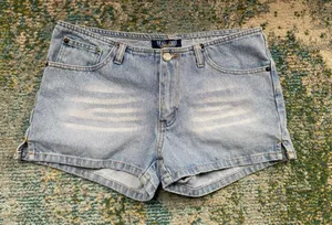 Vintage Y2K Angels low rise distressed denim jean shorts, size 9 thumbnail 1