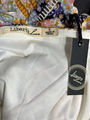 Liberty Love Patchwork Floral Off Shoulder Blouse Cropped Boho Shirt Size S NWT thumbnail 4