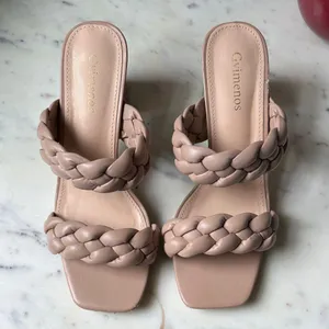 Women's Nude Braided Heels Tan Size 6.5 thumbnail 2