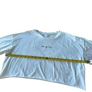 Vitality Balance Athletica Size M Oversized Crop Tee Shirt White Black Logo‎ Gym thumbnail 8