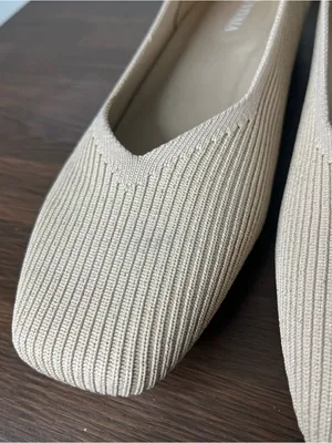 Vivaia Golden Almond Glitter Margot 2.0 Square Toe V Cut Flats Washable Size 41 thumbnail 10