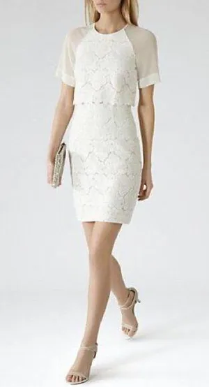 Reiss White Rosette Printed Calla Dress NWT thumbnail 1