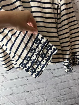 Madewell Navy and Cream Striped Long-Sleeve Tee with Embroidered Cuffs thumbnail 4