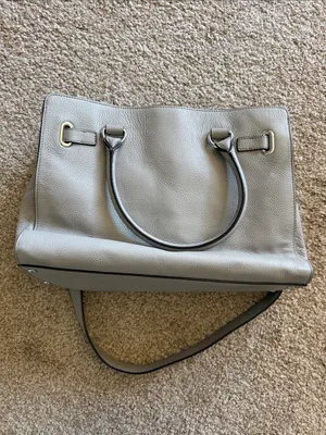Michael Kors Light Gray Pebbled Leather Satchel with Chain Strap thumbnail 12
