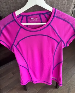 FILA Women's Short-Sleeve Performance Tee in Fuchsia with Purple Contrast thumbnail 1