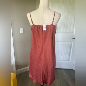 maurices womens rust orange satin cowl neck slip midi‎ dress size small thumbnail 2