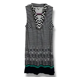 Crown & Ivy Navy Blue White Stripe Cayo Coco‎ Pineapple Sleeveless Dress S thumbnail 2