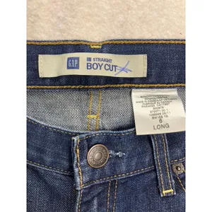 Gap Straight Boy Cut Jeans Womens 6 Long Blue Dark Wash Denim‎ 372071 thumbnail 2