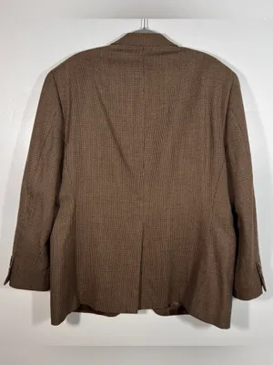 Oversized Brown Lambswool Micro Check Blazer Menswear Heritage 90s Style XL thumbnail 5