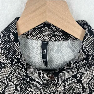 Zara Snake Print Button‎ Front Boxy Long Sleeve Button Up Top thumbnail 3
